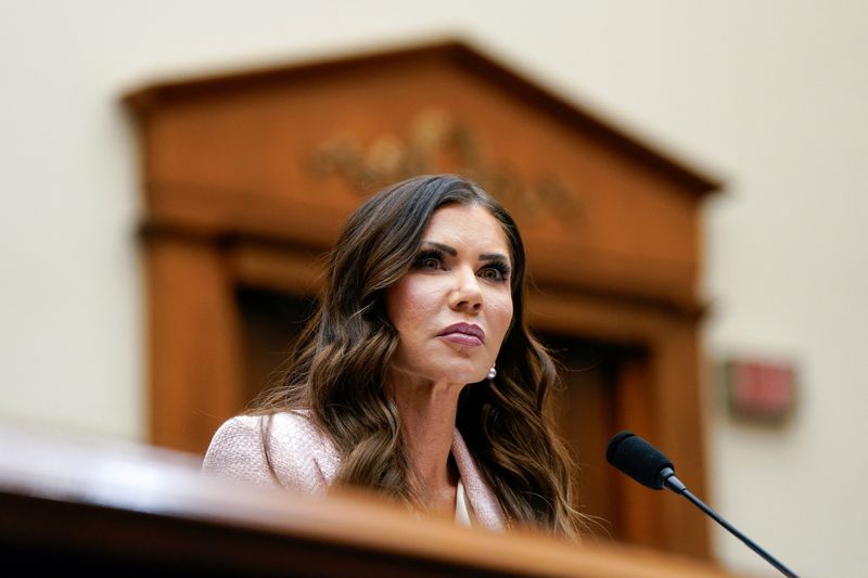 U.S. Homeland Security Secretary Kristi Noem attends a House Judiciary Committee hearing on "Oversight of the Department of Homeland Security" to testify, on Capitol Hill in Washington, D.C., Wednesday.