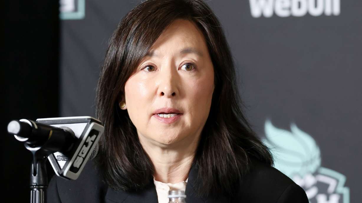 FILE - New York Liberty co-owner Clara Wu Tsai speaks during a WNBA basketball news conference, Thursday, Feb. 9, 2023, in New York.