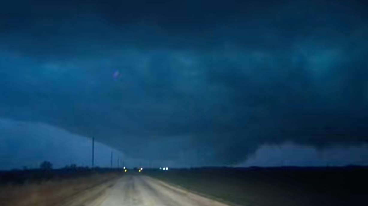 Lightning illuminates a deadly tornado near Fairview, Oklahoma, on Thursday.