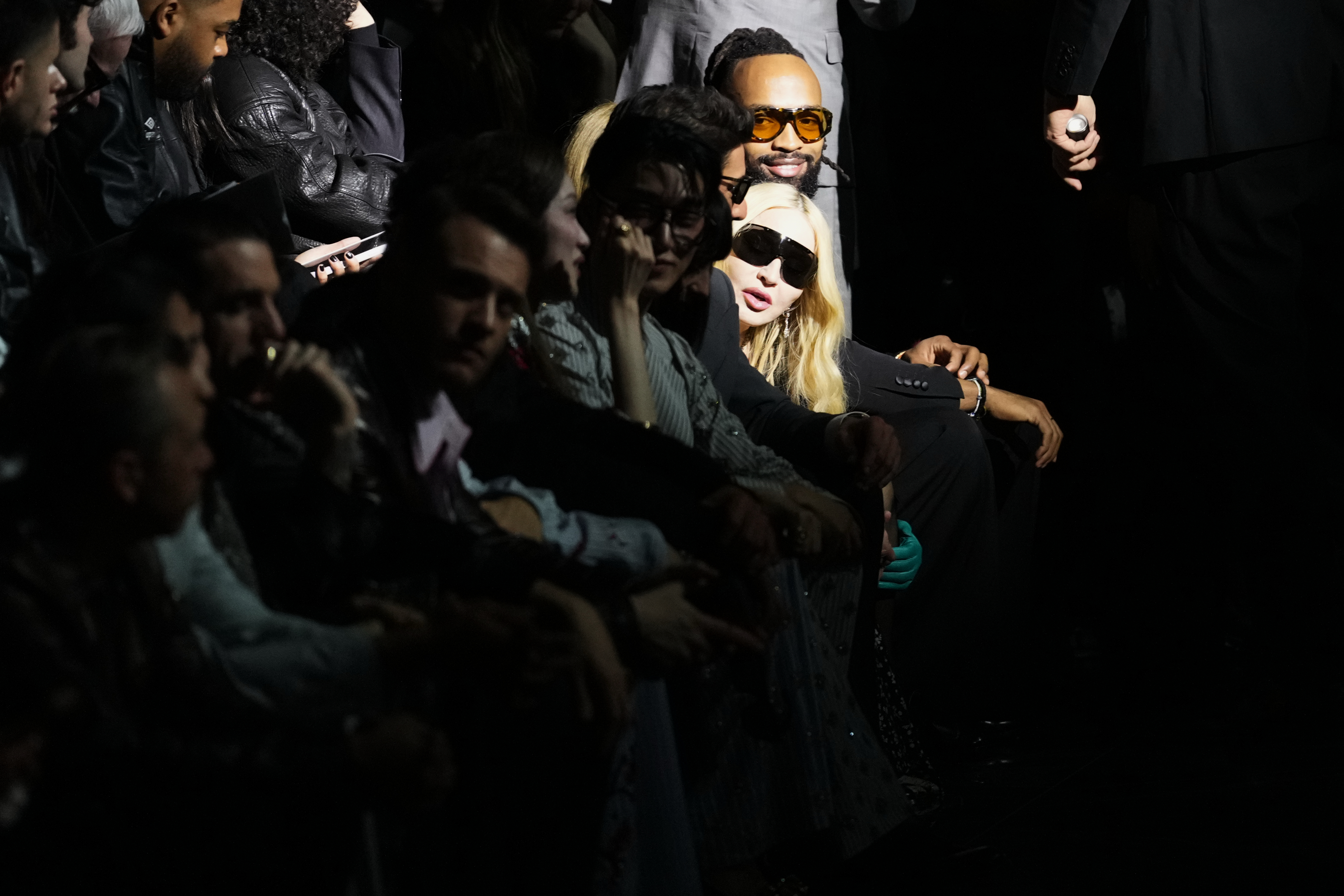 Madonna attends the Dolce & Gabbana Fall/Winter 2026-2027 Women's collection, presented in Milan, Italy, Saturday, Feb. 28, 2026.