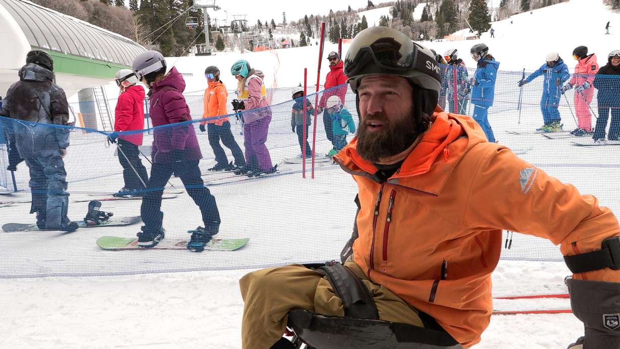 “Feet” Jensen, program manager at Ogden Valley Adaptive, speaks with KSL, Friday, March 6, 2026. Jensen, a double amputee, was injured in an explosion in Iraq.