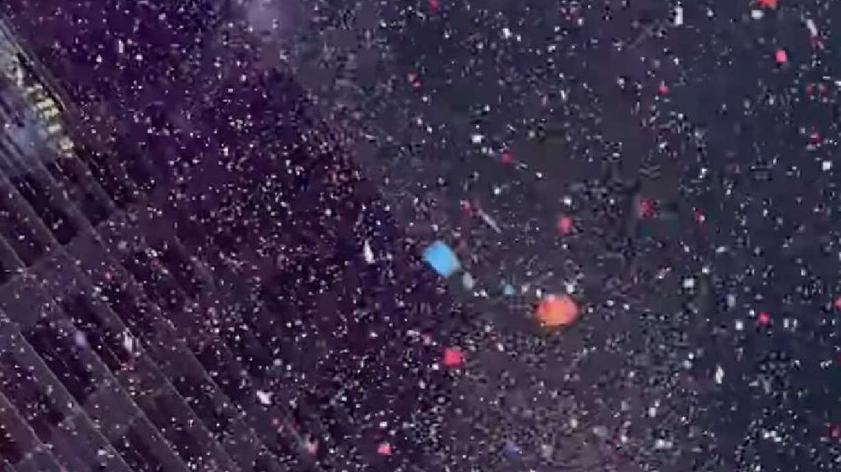 Confetti flies in Times Square, New York City, New York, on Jan. 1.