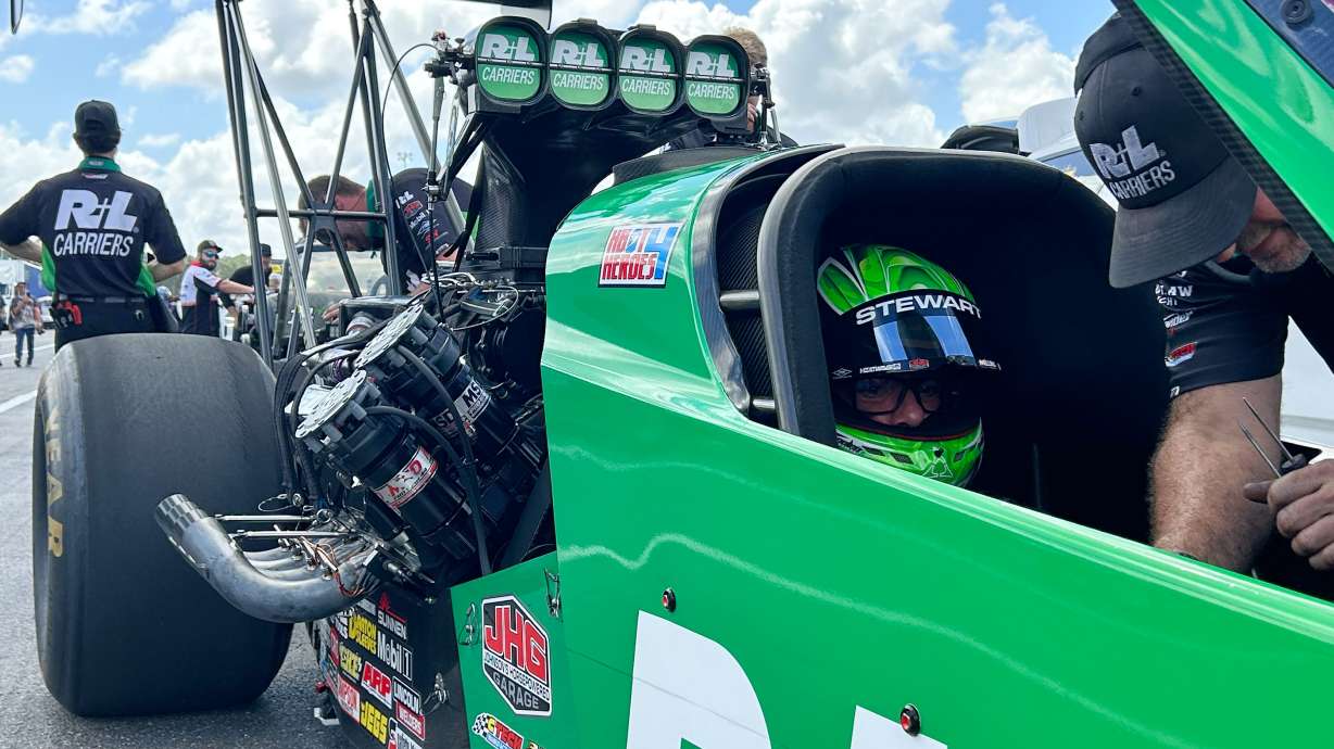 NHRA driver Tony Stewart awaits a qualifying run at the Gatornationals, Saturday, March 7, 2026, in Gainesville, Fla.
