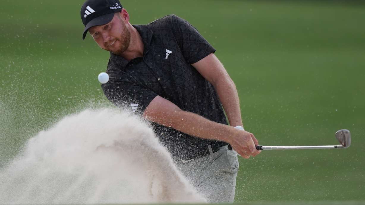 Daniel Berger hits out of a bunker on the second hole during the third round of the Arnold Palmer Invitational at Bay Hill golf tournament Saturday, March 7, 2026, in Orlando, Fla.