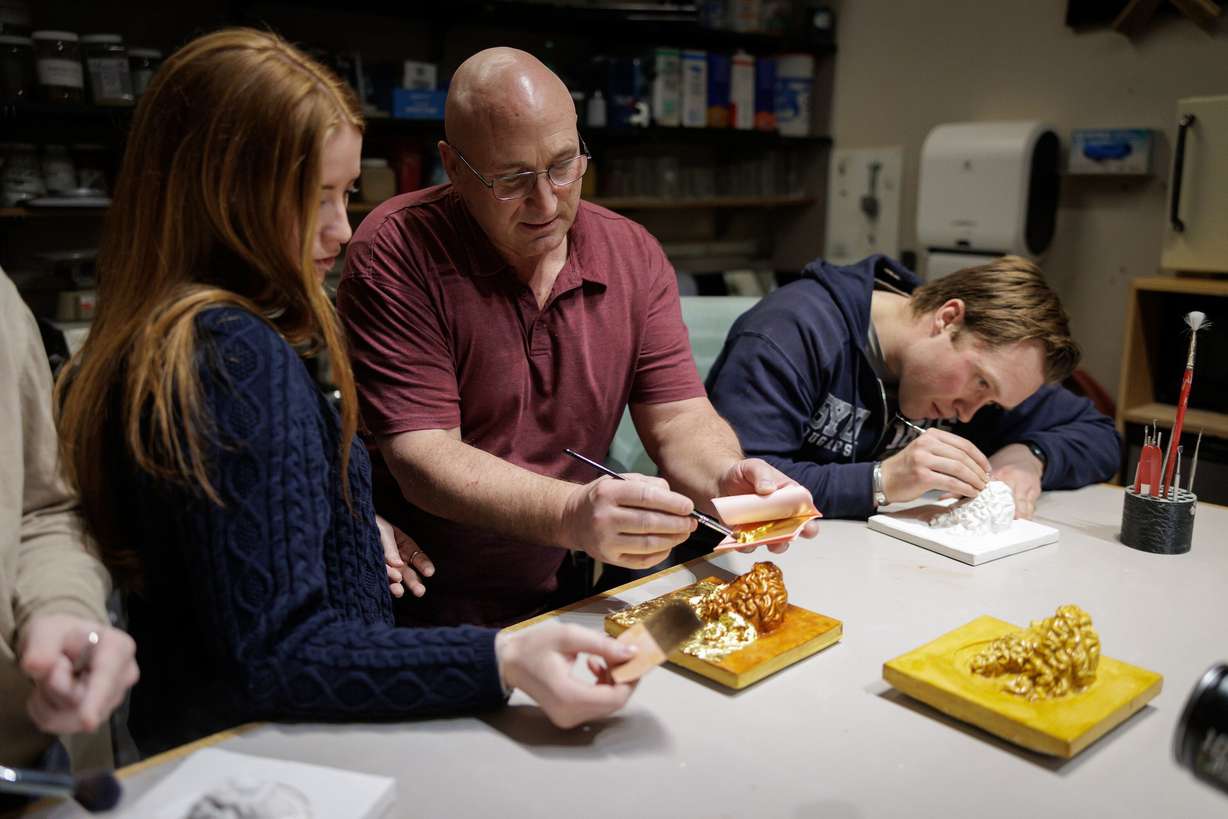 The BYU Museum of Art restored and gilded plaster casts of Lorenzo Ghiberti’s original sculpture Gates of Paradise in San Giovanni Baptistery in Florence, Italy. Over 13,000 student hours were spent on the project.