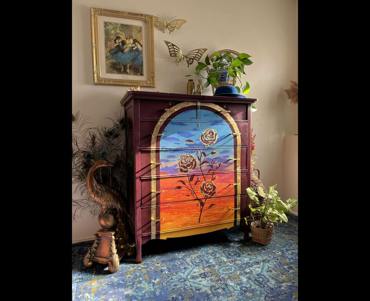 Brooke Facer, a wife, mother and business owner designs, paints and upcycles used furniture. Last summer she created two murals for the city of Clearfield during her pregnancy.