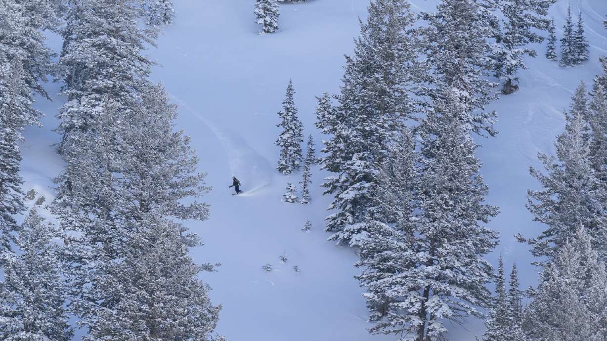 A snowboarder cuts through terrain at Powder Mountain Ski Resort in Weber County. The resort announced Tuesday that several of its upgrades, including more advanced ski terrain through a new lift, will be available next season.