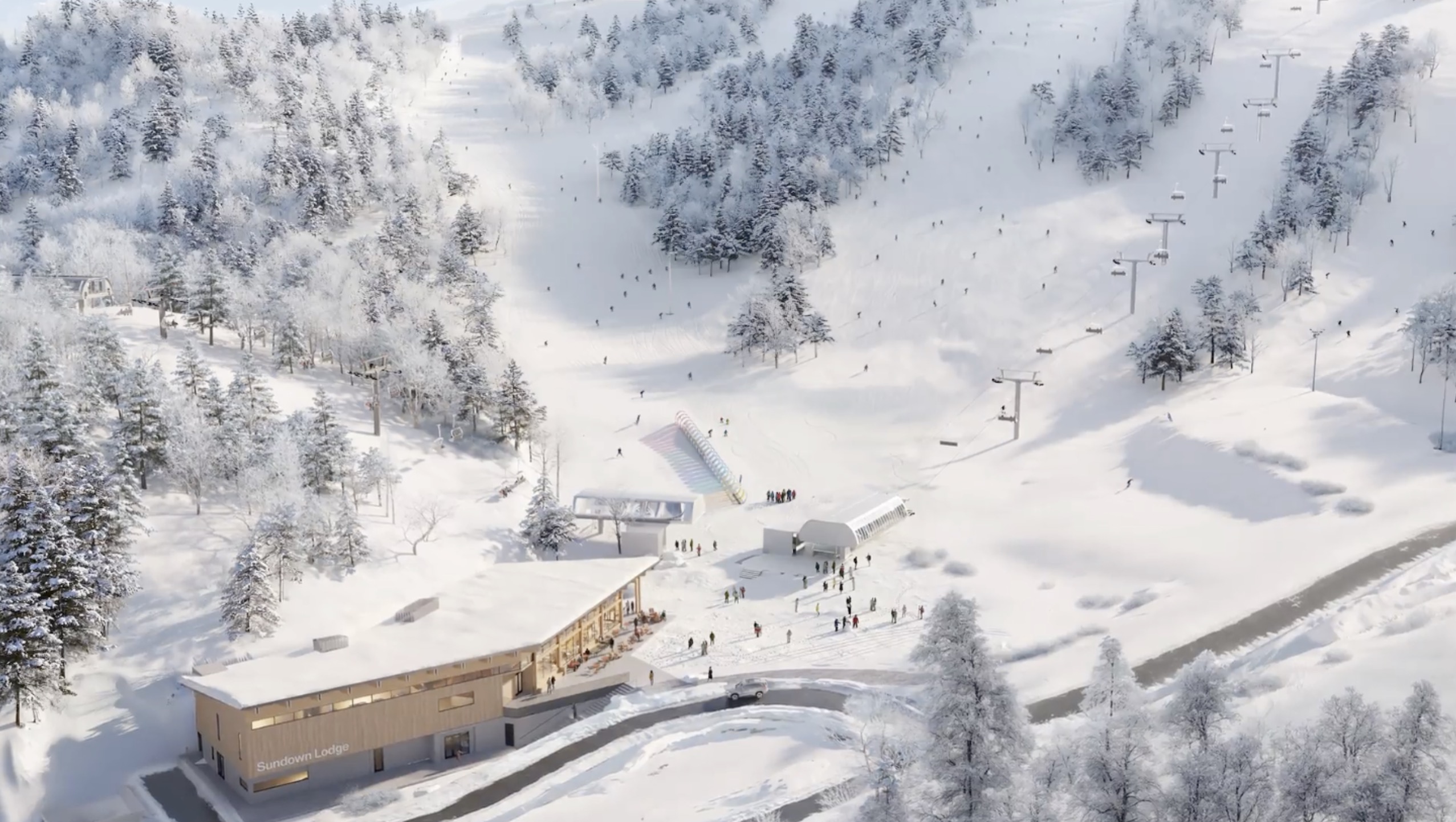 A rendering of the proposed new Sundown Lodge at Powder Mountain Ski Resort. The project is expected to begin this summer.