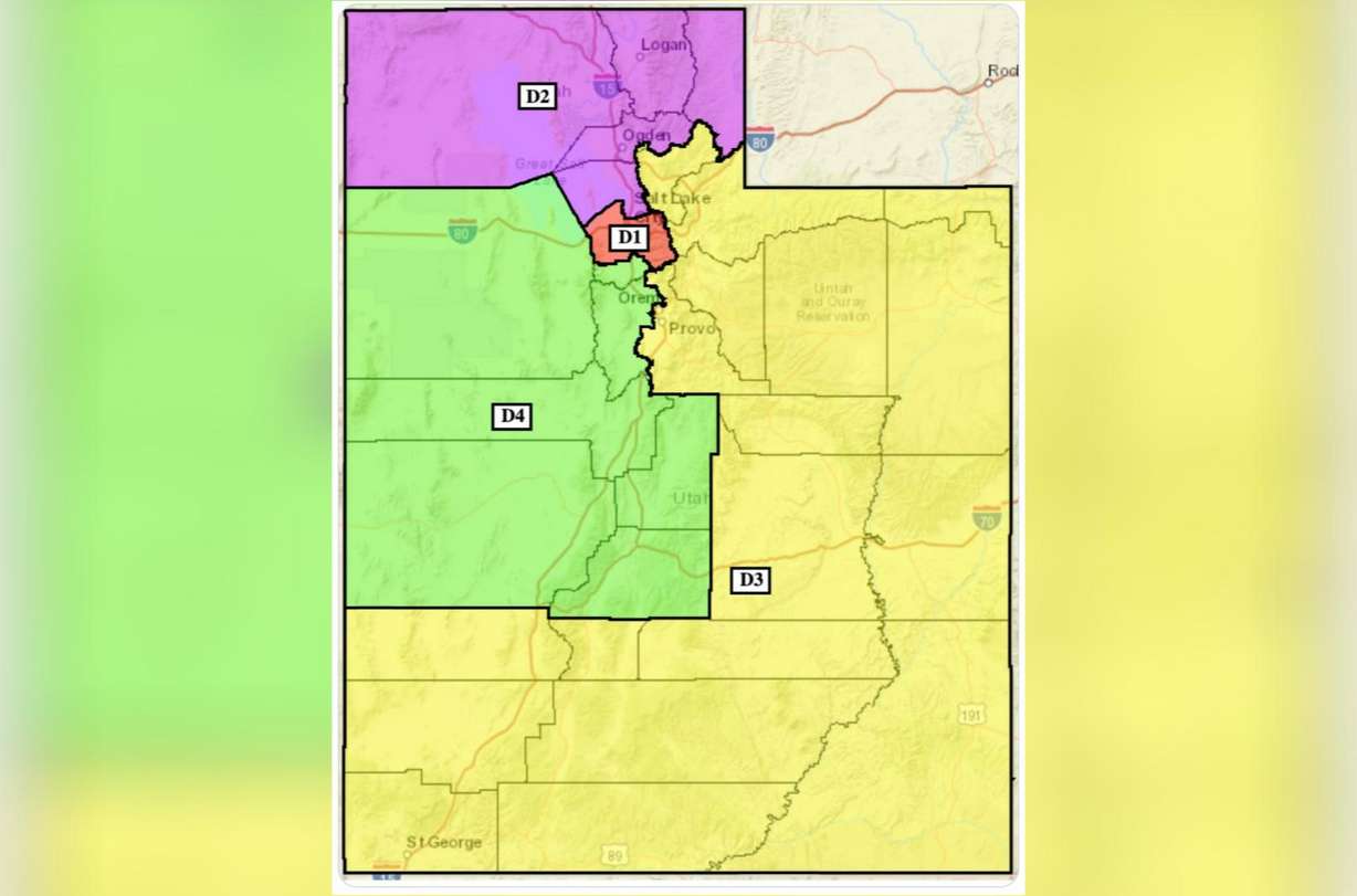 Utah's new congressional map is pictured.