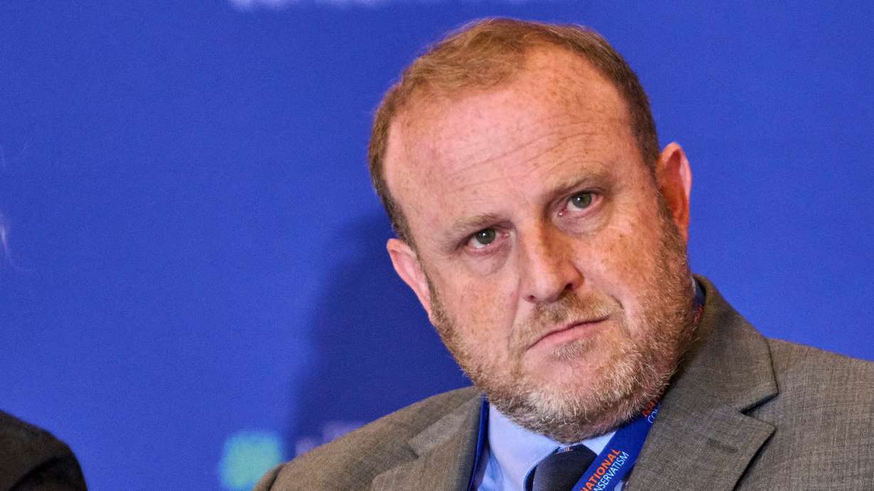 Jeremy Carl speaks at the National Conservatism Conference in Washington, D.C., Sept. 3, 2025. He has withdrawn from the bid for State Department position after Sen. John Curtis said he would oppose his candidacy.