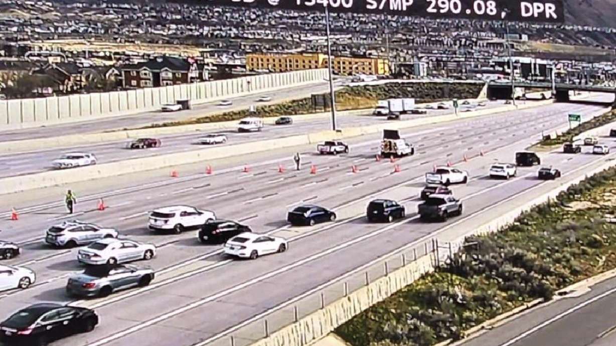 A "police incident" has halted traffic on southbound I-15 in Draper on Tuesday.