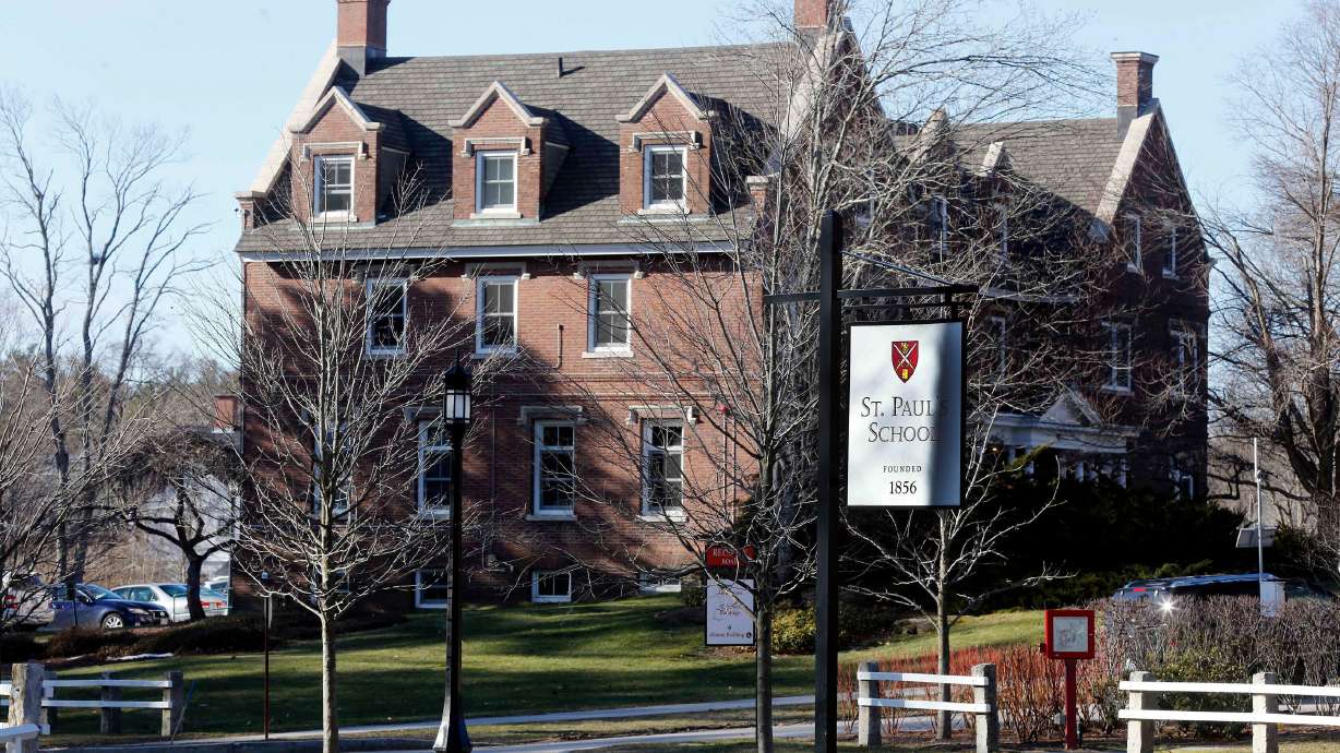 This Feb. 26, 2016, photo, shows the entrance to St. Paul's School in Concord, N.H. The son of Cher is scheduled to be in court Wednesday for a hearing over allegations he broke into a New Hampshire home earlier this month.
