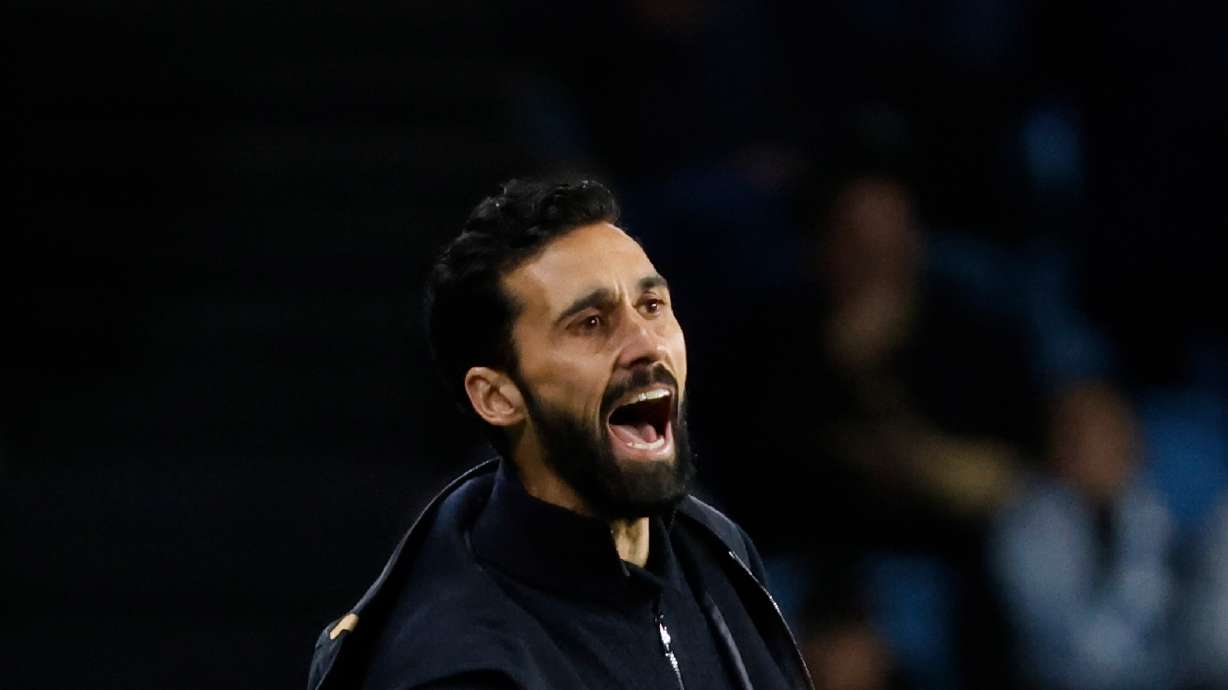 Real Madrid's head coach Alvaro Arbeloa gives instruction inside the box team area during a Spanish La Liga soccer match between Celta Vigo and Real Madrid in Vigo, Spain, Friday, March 6, 2026.