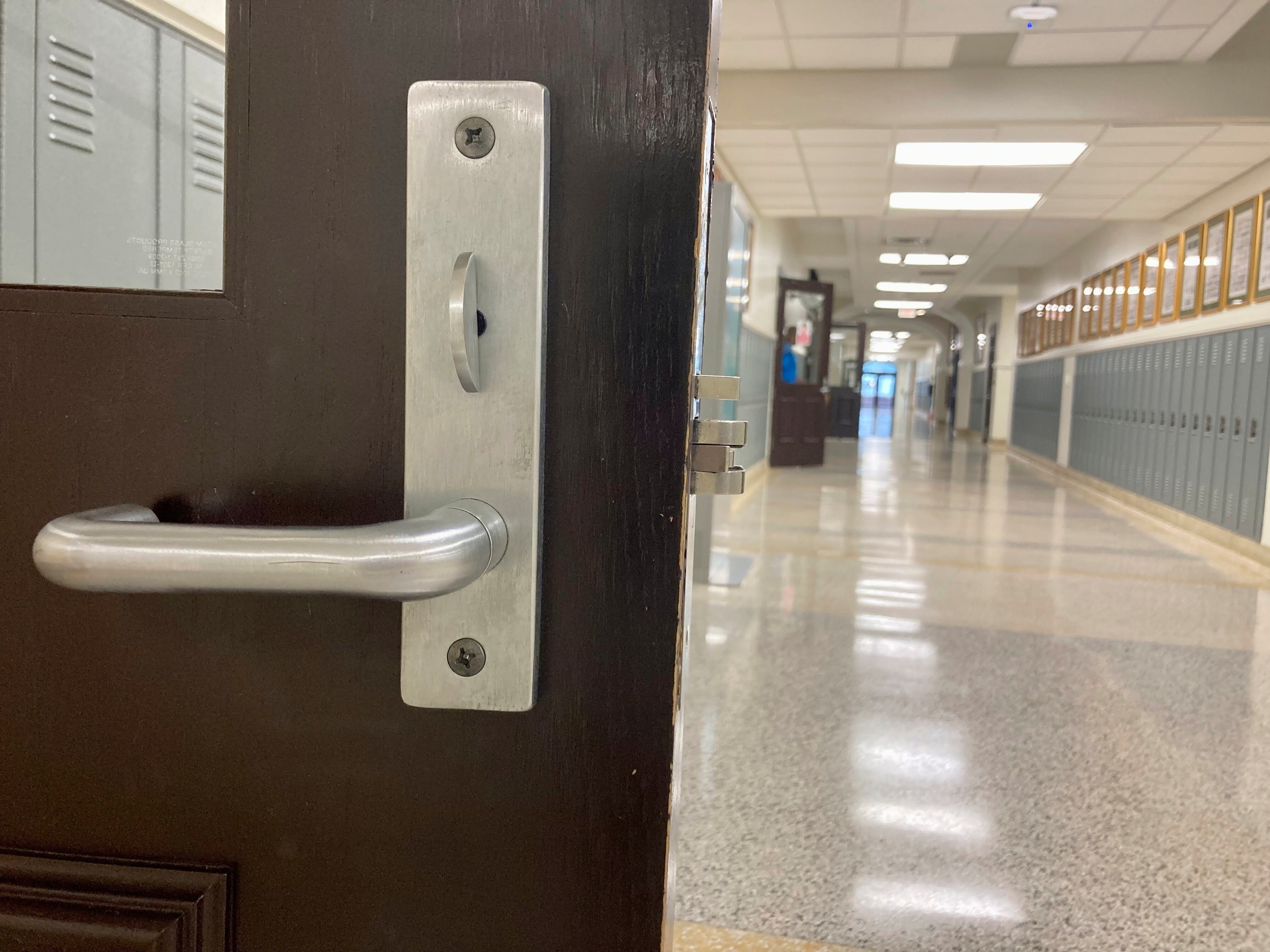 The hallway is empty at Baton Rouge Magnet High School on Jan. 30, 2023, in Baton Rouge, La.