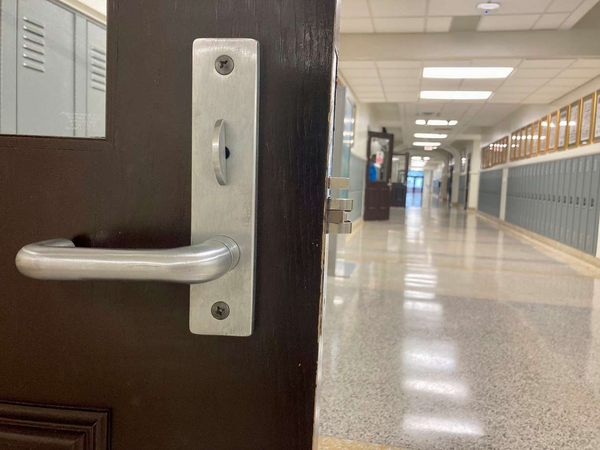 The hallway is empty at Baton Rouge Magnet High School on Jan. 30, 2023, in Baton Rouge, La.