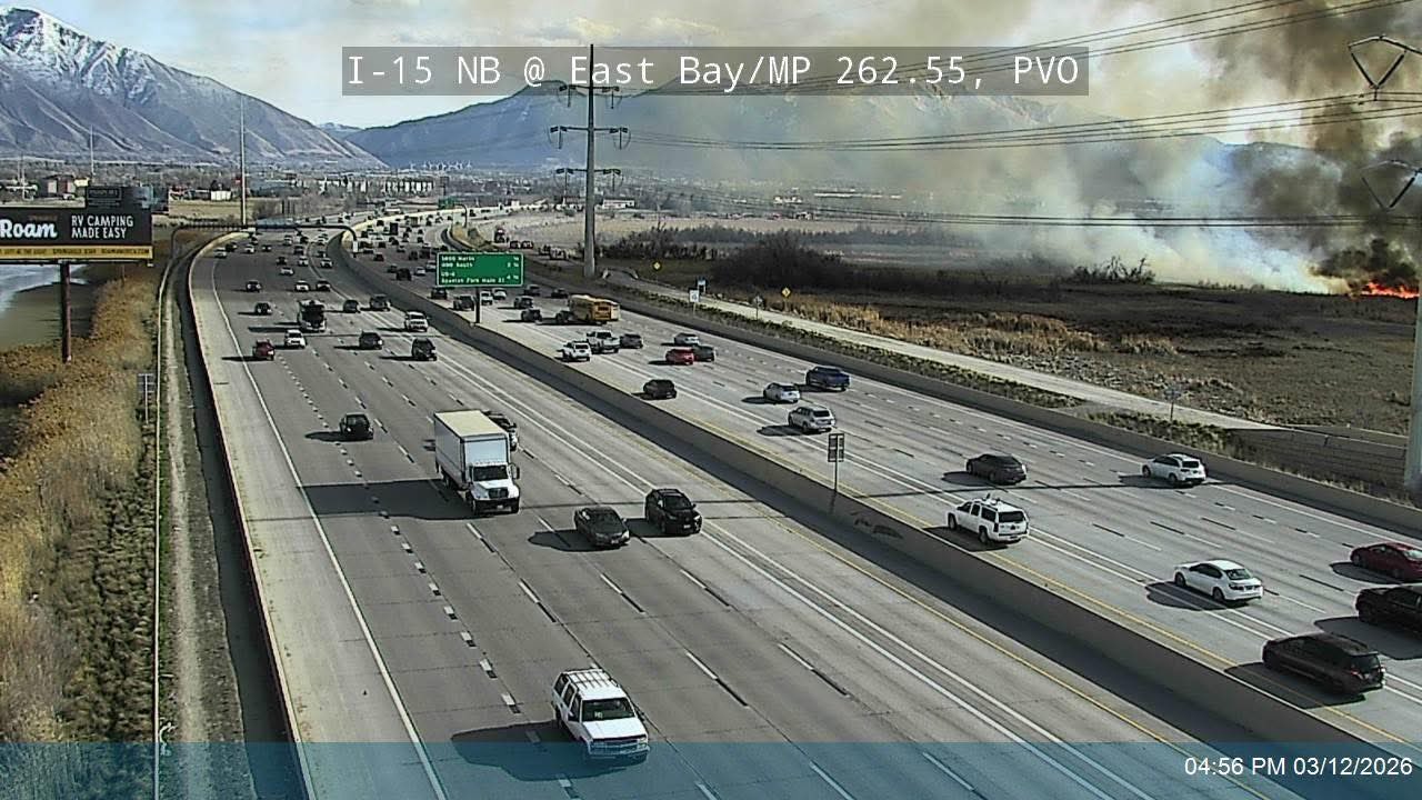 A vegetation fire burning in brush near the border of Provo and Springville on Thursday.