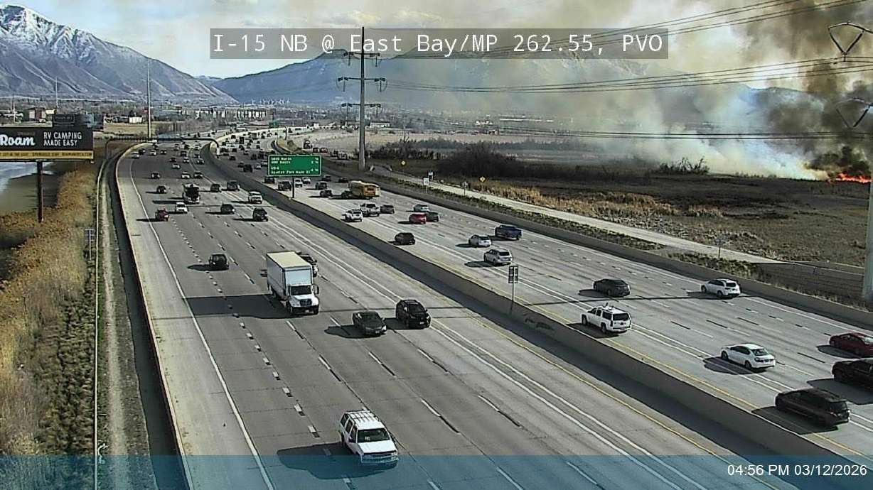 A fire burns near the border of Provo and Springville on Thursday.