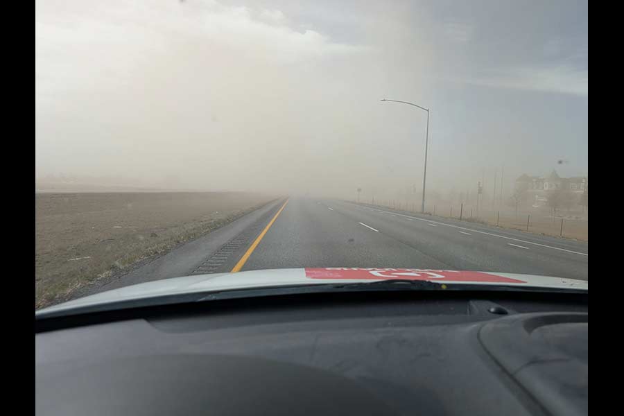 Conditions on I-15 south of Idaho Falls near Melaleuca on Thursday.