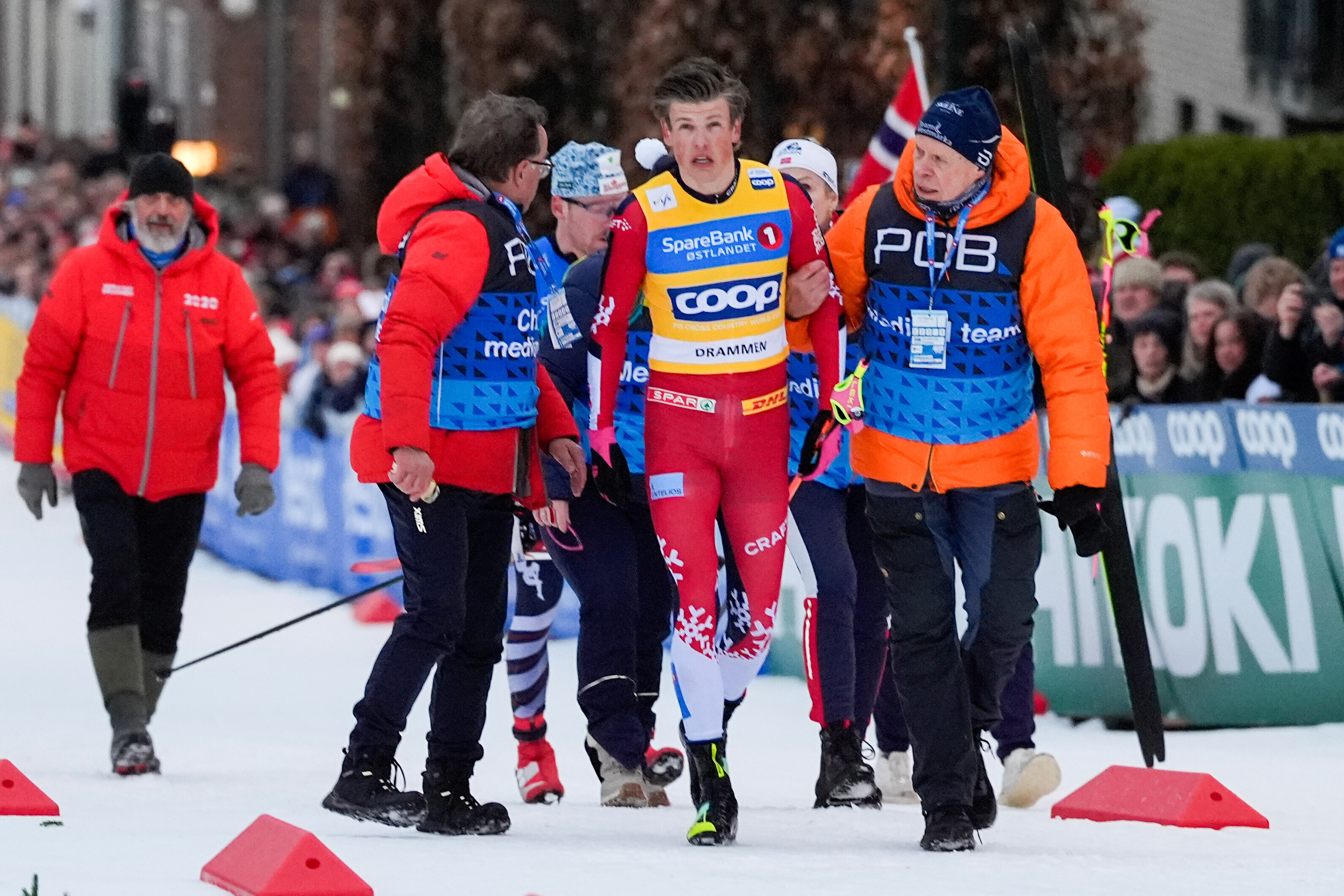 Winter Olympics star Klaebo says he has a concussion from crash in World Cup race