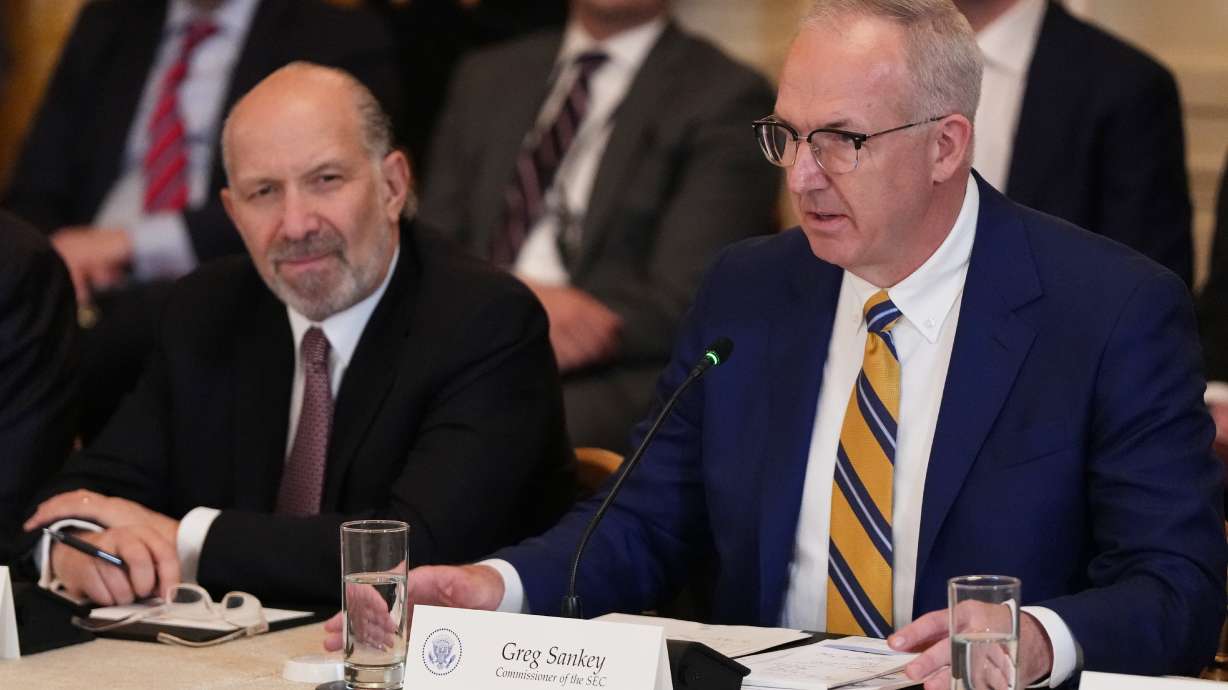 Commissioner of the Southeastern Conference Greg Sankey speaks during a roundtable discussion on college sports in the East Room of the White House, Friday, March 6, 2026, in Washington.