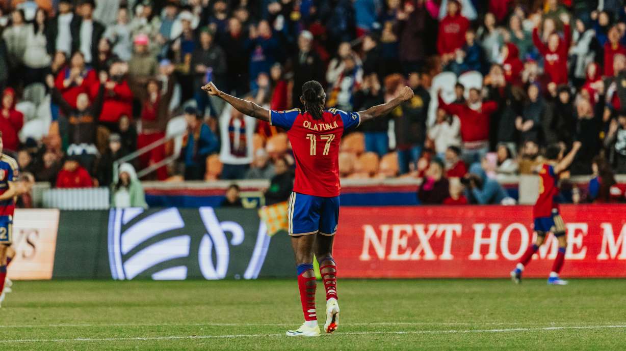 Real Salt Lake forward Victor Olatunji made his season debut during an MLS soccer match against Austin FC, Saturday, March 14, 2026 at America First Field in Sandy, Utah.