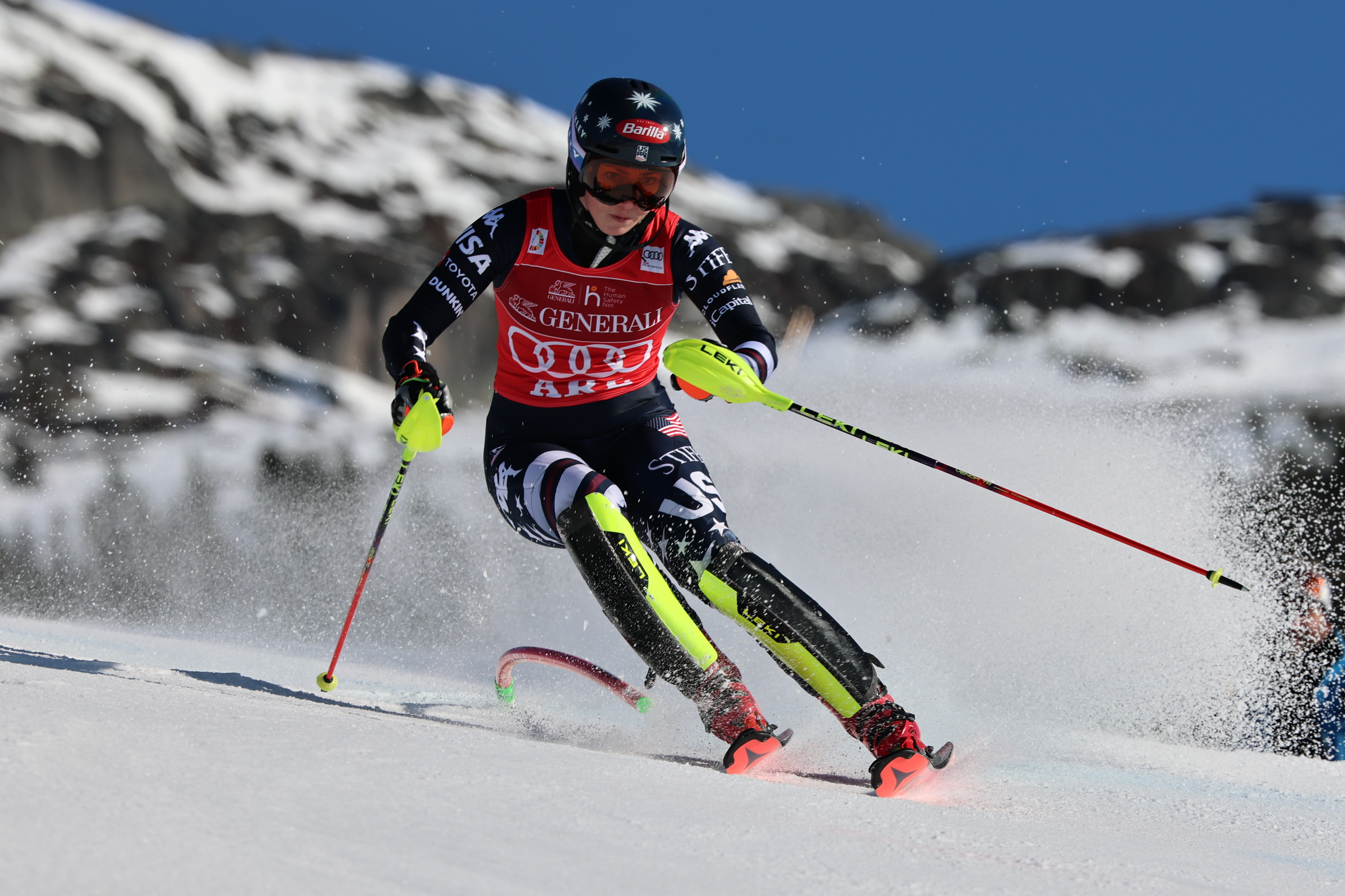 Olympic champion Shiffrin dominates 1st leg of penultimate slalom but main rival Aicher is 2nd
