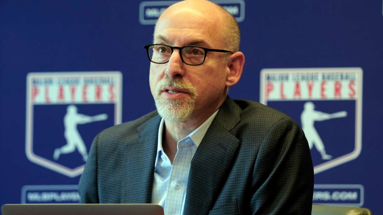 FILE - Major League Baseball Players Association Senior Director, Collective Bargaining & Legal, Bruce Meyer answers a question at a news conference in their offices in New York, March 11, 2022.