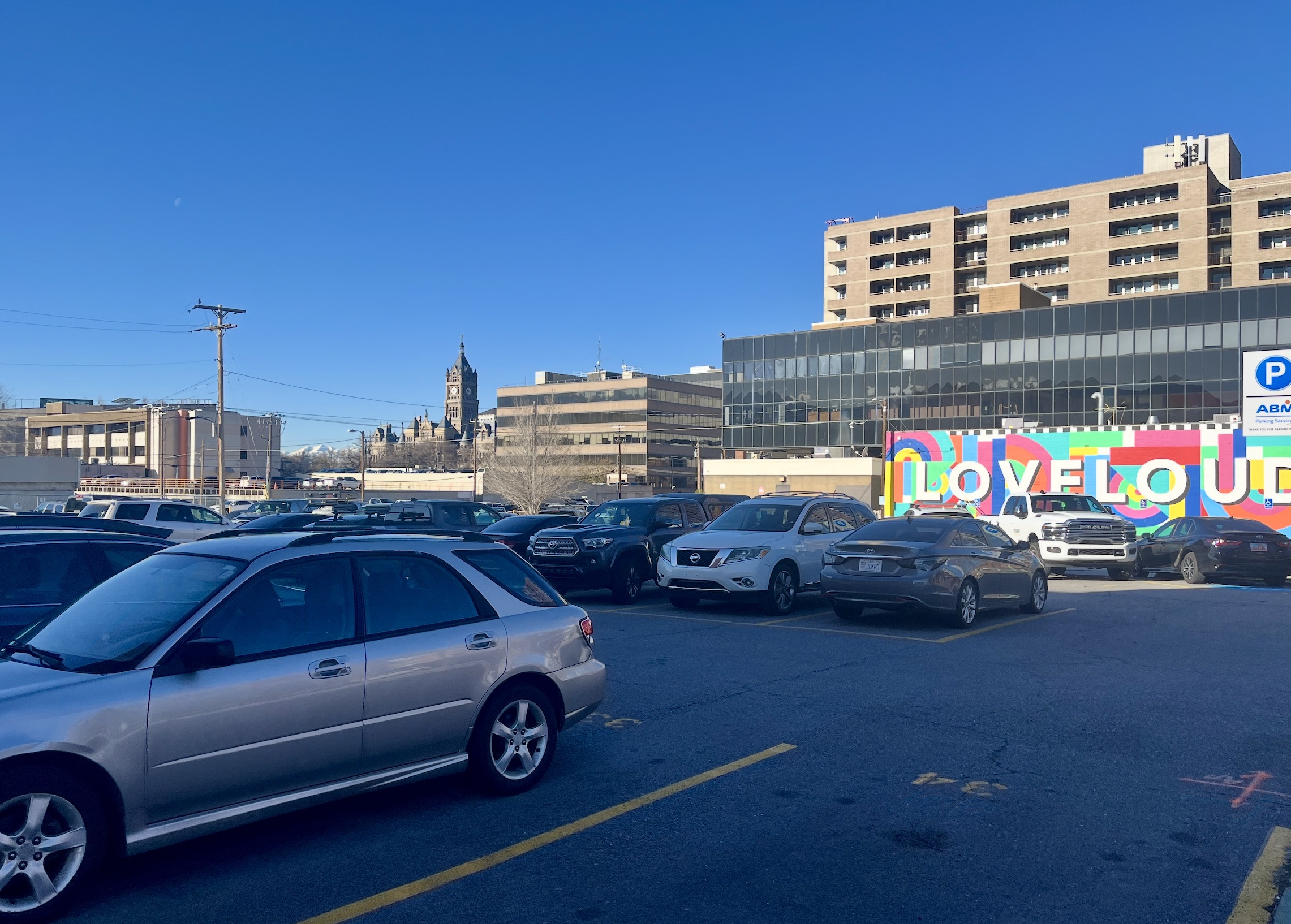 A parking lot at 256 E. 300 South is pictured on Wednesday. The Wade family is seeking to turn the lot into a new development.