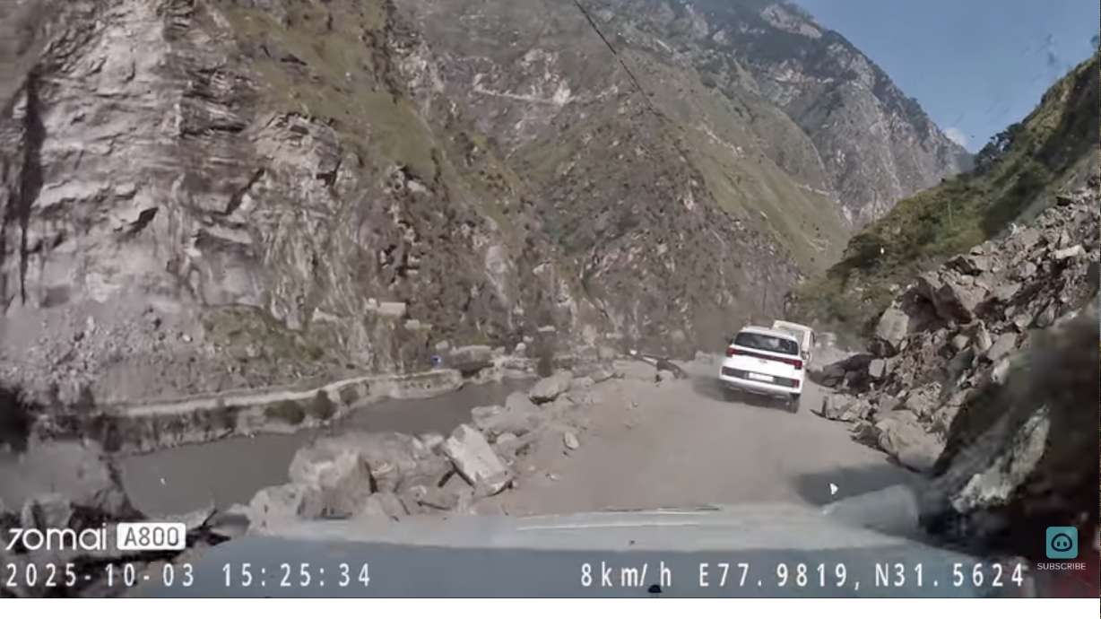 Talk about a close shave. I get a pit in my stomach every time I watch the clip, which occurred in Himachal Pradesh.