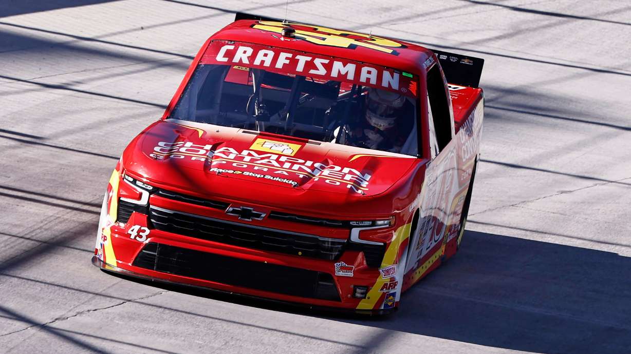 FILE - Driver Daniel Dye (43) is seen during qualifying for the NASCAR Weather Guard Truck Series, March 16, 2024, in Bristol, Tenn.