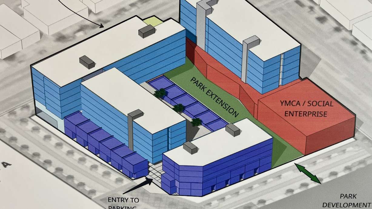 A rendering of potential development in one section of Salt Lake City's Fleet Block was unveiled Tuesday. Salt Lake City is close to finishing a plan for the area, before construction likely begins in 2027.