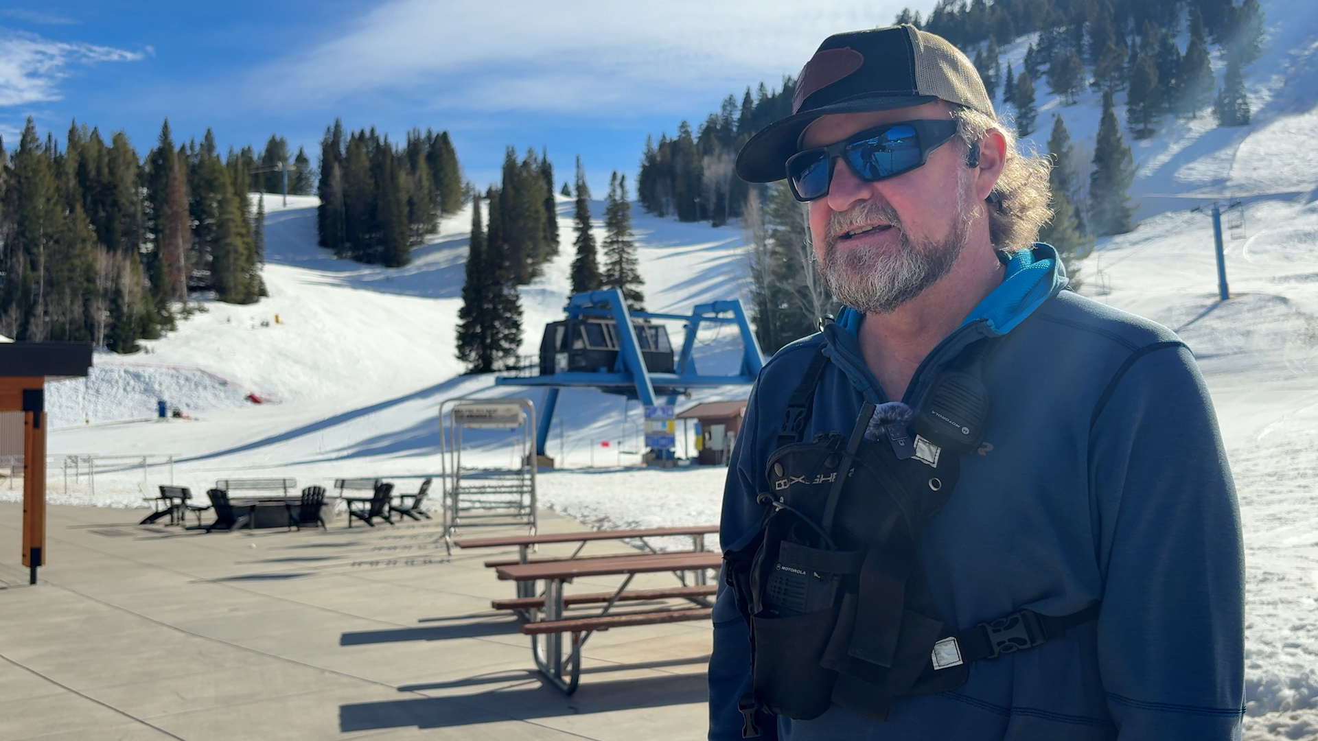 Travis Seeholzer, mountain operations manager at Beaver Mountain, speaks with KSL, Tuesday. Seeholzer remains optimistic despite incoming warm temperatures this week.