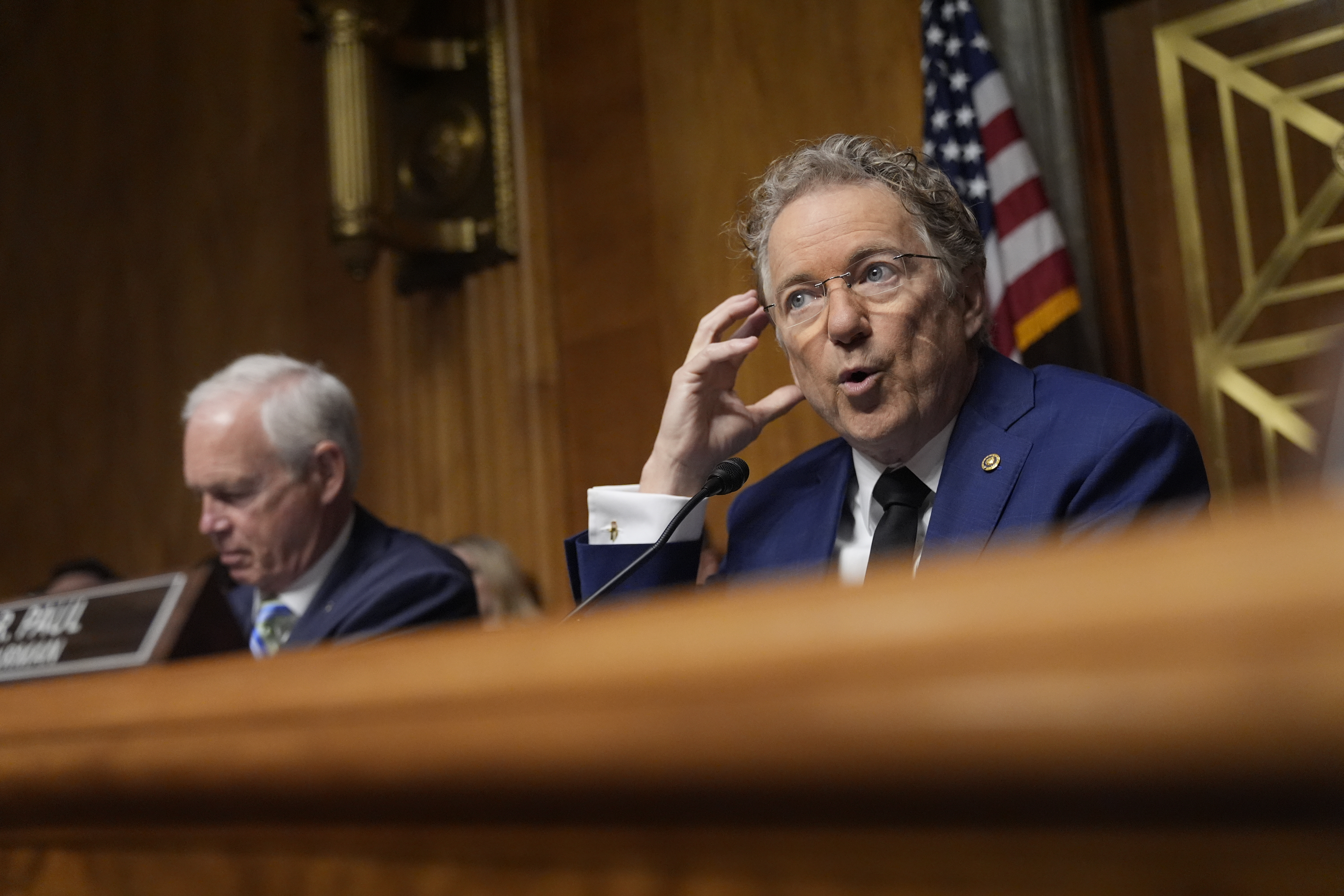 Committee Chairman Sen. Rand Paul, R-Ky, speaks before Sen. Markwayne Mullin, R-Okla., President Donald Trump's pick for Homeland Security secretary, testifies before the Senate Committee on Homeland Security and Governmental Affairs hearing, Wednesday on Capitol Hill in Washington.
