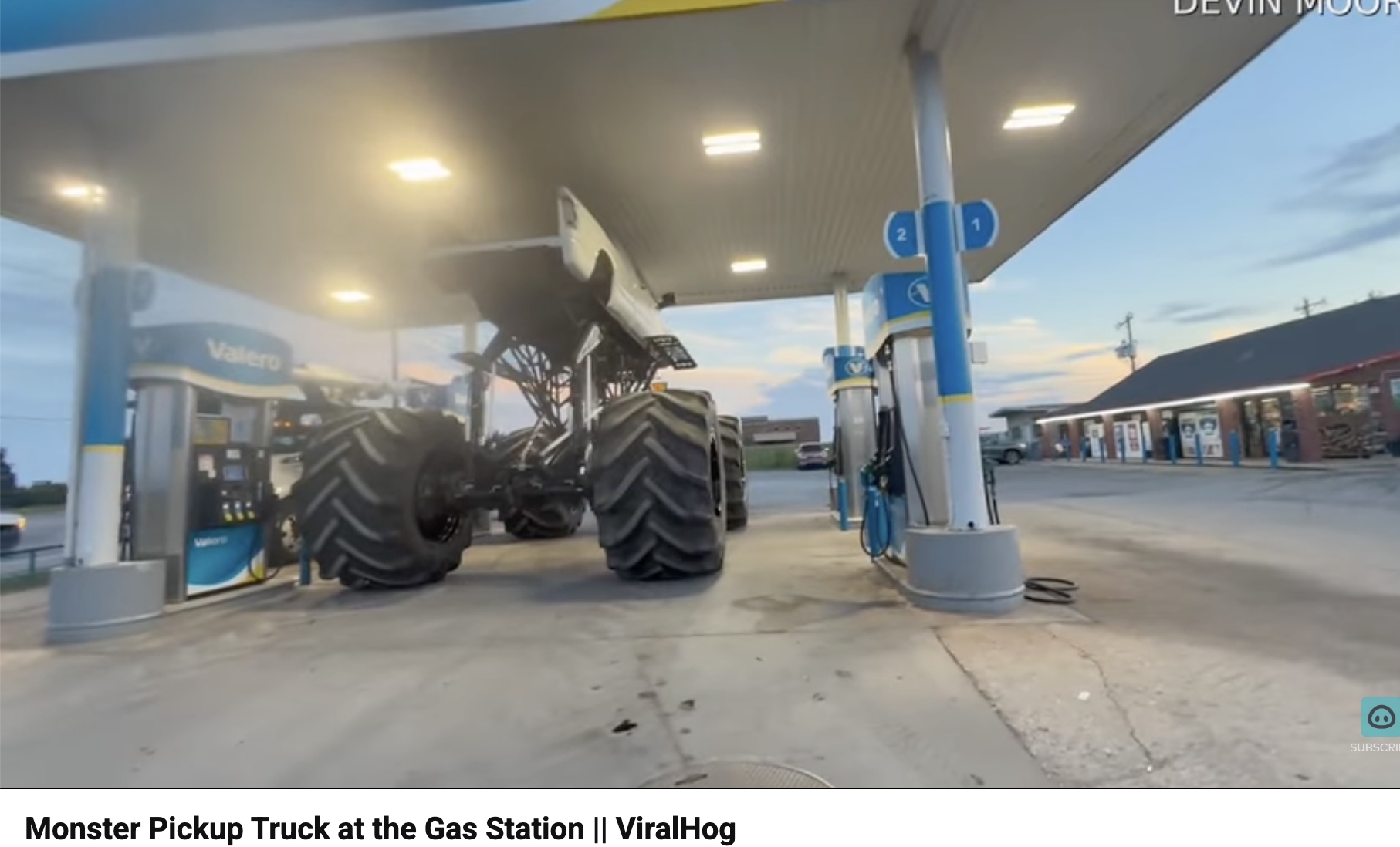 Have You Seen This? Monster truck takes over the gas station