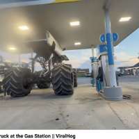 Have You Seen This? Monster truck takes over the gas station
