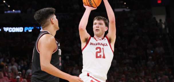 Nebraska gets its first NCAA Tournament win, beating Troy 76-47 behind Pryce Sandfort's 23 points