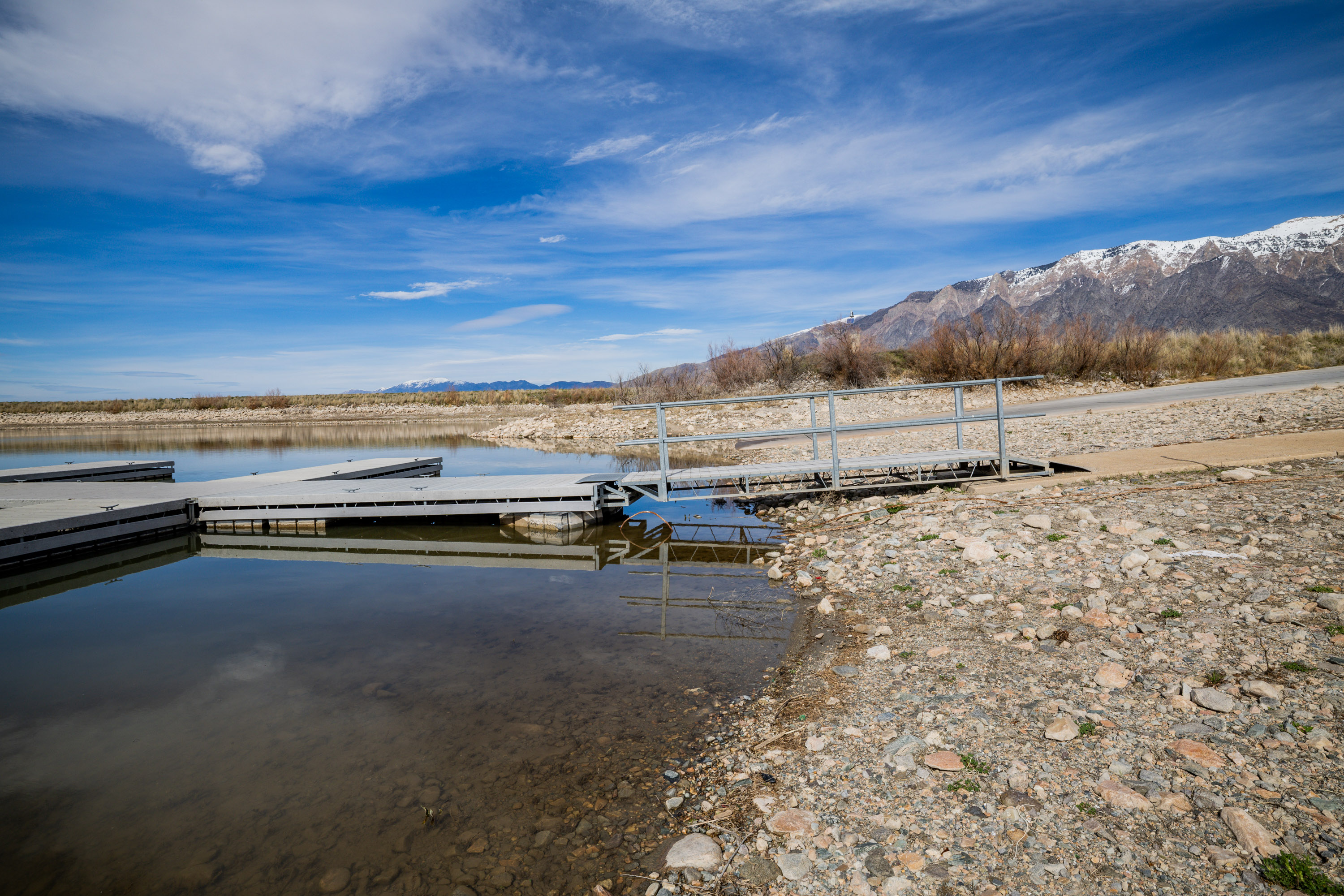 Willard Bay State Park's South Marina in Willard on Tuesday. A historically low snowpack may have devastating consequences this summer.