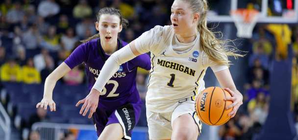 March Madness mismatch: No. 2 Michigan routs Holy Cross 83-48 in women's NCAA Tournament