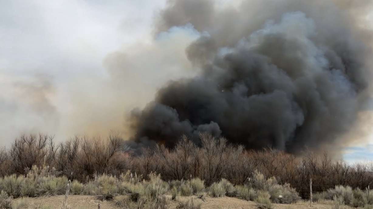 The North Redmond Fire in Redmond, Sevier County, Saturday. The fire is 50% contained, and activity has decreased after it briefly threatened structures.