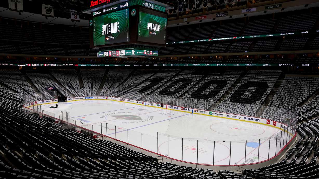 FILE - The interior of the Xcel Energy Center, is seen on Friday, Feb. 9, 2024, in St. Paul, Minn.