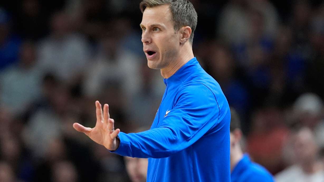 Duke head coach Jon Scheyer during the second half in the second round of the NCAA college basketball tournament, Saturday, March 21, 2026, in Greenville, S.C.