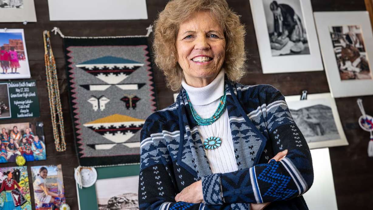 Linda Myers, founder of Adopt-A-Native-Elder, which helps Elders living on the Navajo Reservation in southern Utah and northern Arizona, poses for a photo after talking about the program in Salt Lake City on Feb. 27.