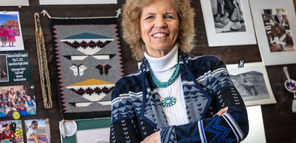 She gives to the Navajo elders — and they give to her