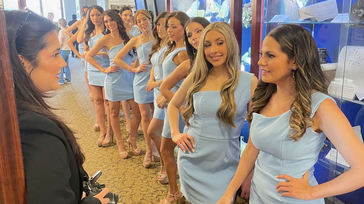The contestants from around the country for the Miss Peru USA title have arrived in Salt Lake City for the contest, to be held Thursday. They're pictured last Friday at the Utah Capitol in Salt Lake City.