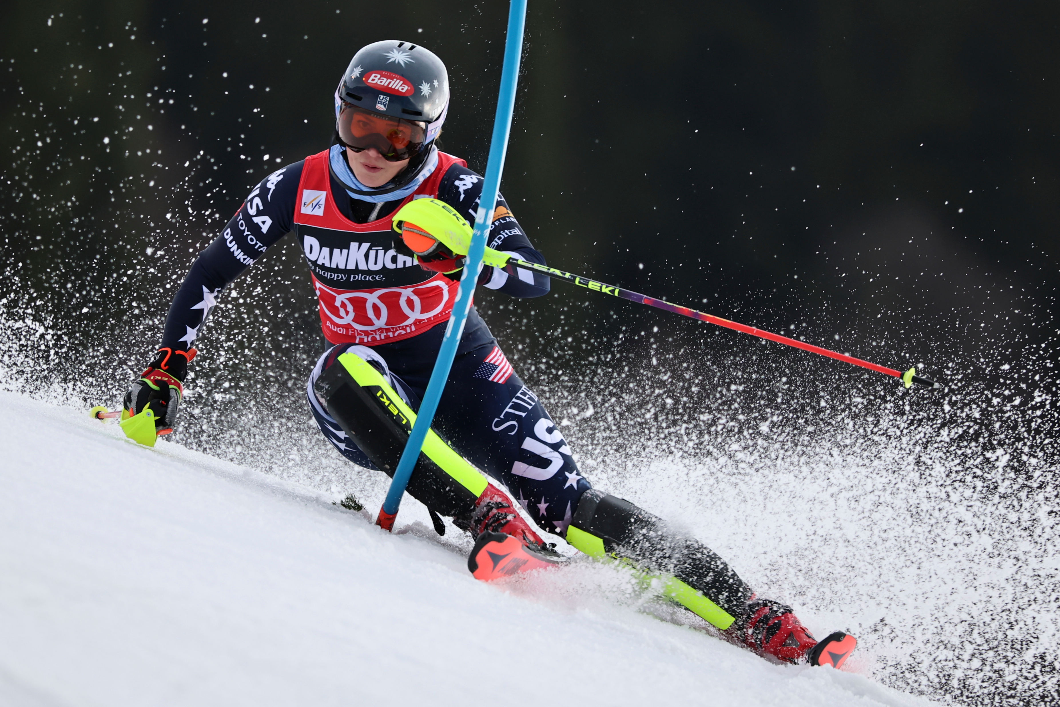United States' Mikaela Shiffrin competes in an alpine ski, women's slalom race, at the Lillehammer World Cup Finals, in Hafjell, Norway, Tuesday, March 24, 2026. 