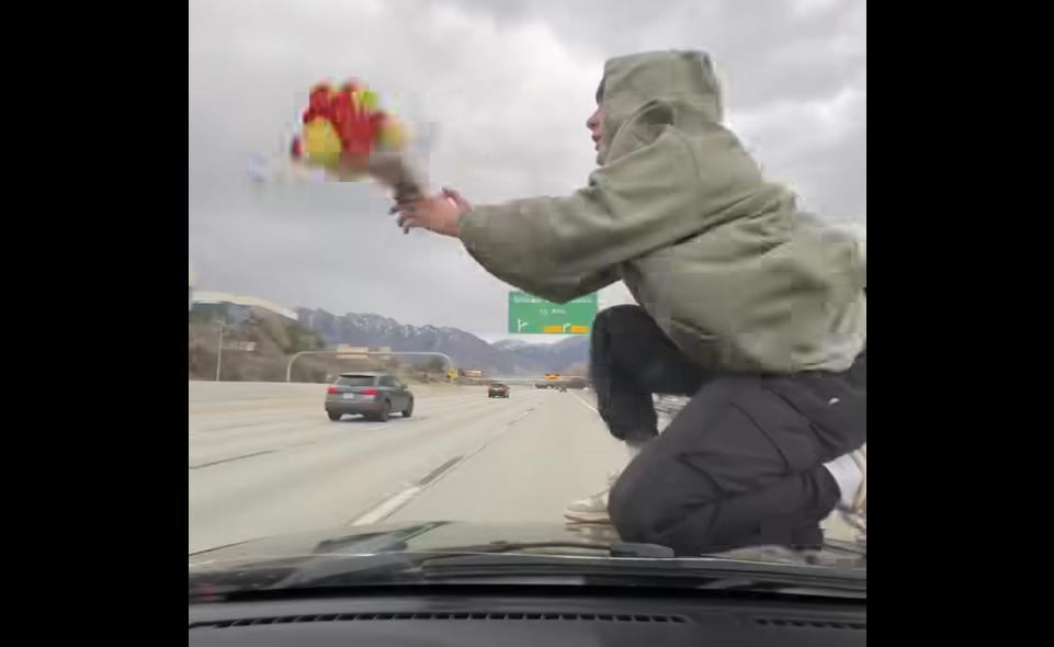 Utahn arrested after allegedly posting viral video of him riding hood of car on I-215