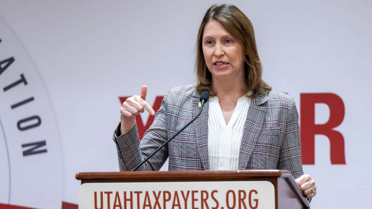Rep. Karen Peterson, on Jan. 12 at the Little America Hotel in Salt Lake City, is sponsoring a bill that aims to bolster transparency when cities, school districts and other taxing entities pursue tax hikes was signed into law Monday.
