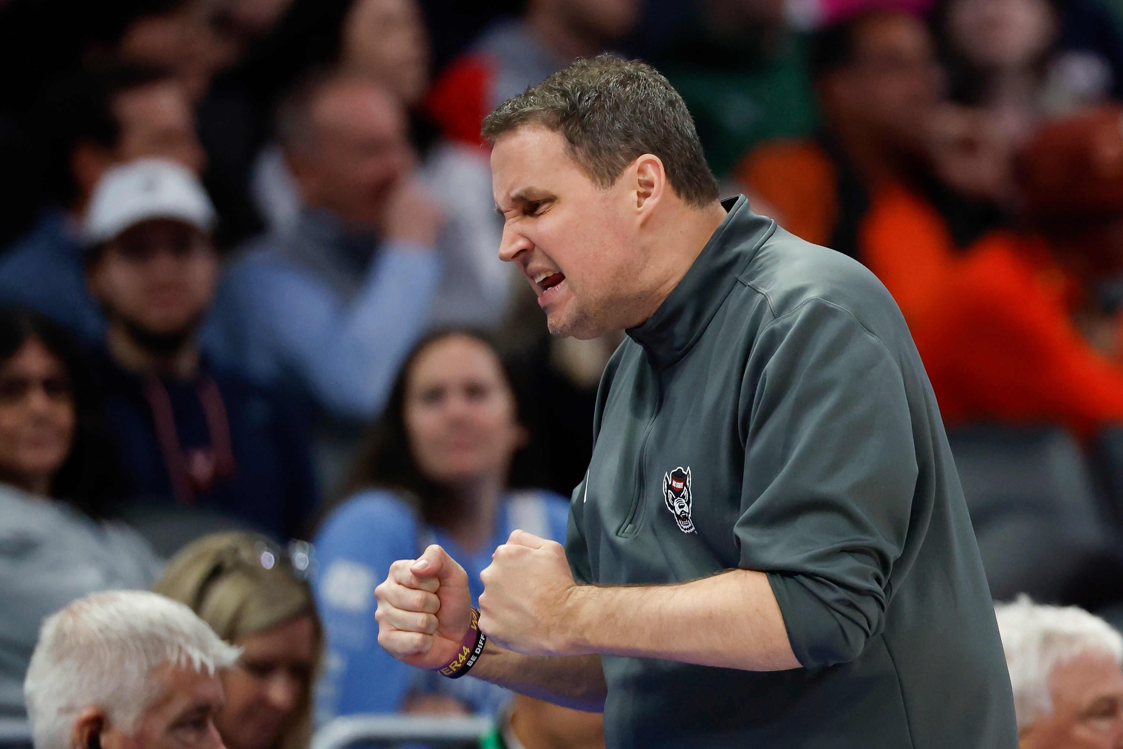 North Carolina State head coach Will Wade reacts during the second half of an NCAA college basketball game against Virginia in the quarterfinals of the Atlantic Coast Conference tournament in Charlotte, N.C., Thursday, March 12, 2026. 