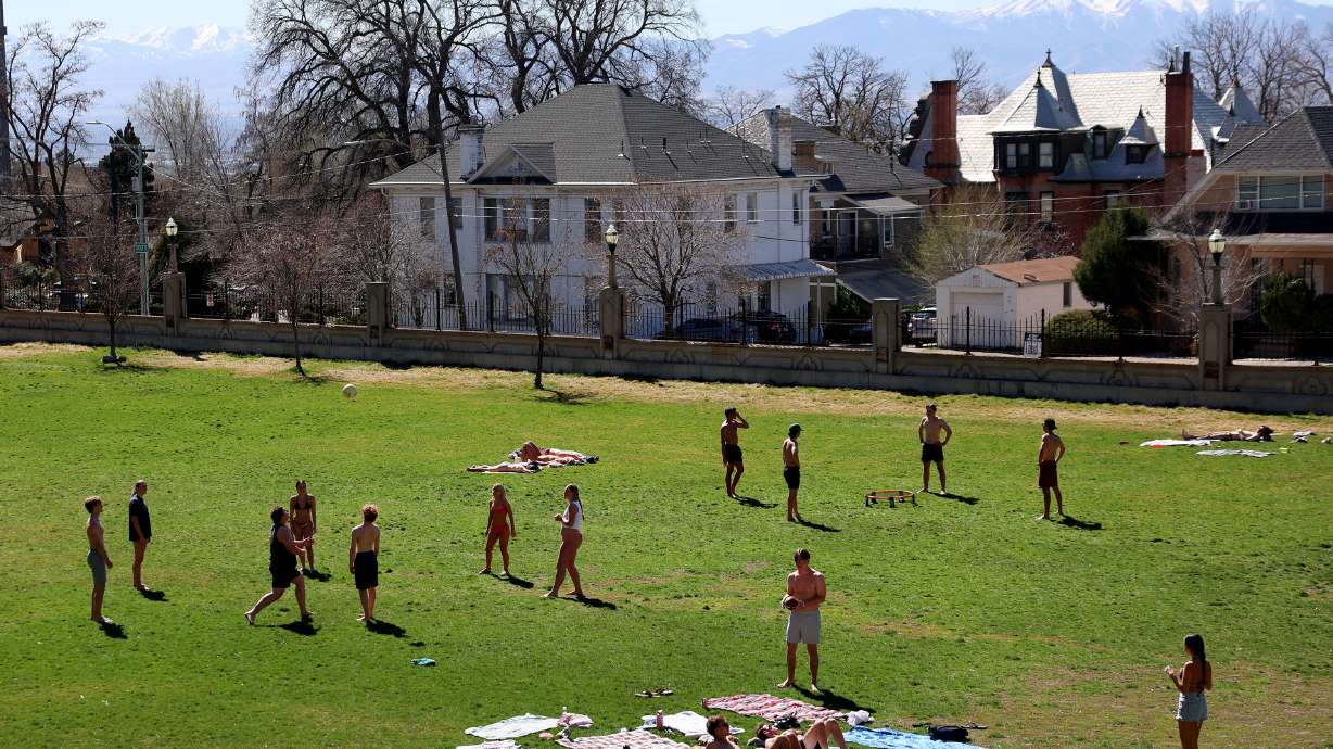 Reservoir Park is full of students enjoying the record-breaking warm weather in Salt Lake City on March 18. Utah's drought intensified over the past week due to extremely abnormal conditions, the U.S. Drought Monitor reported on Thursday.