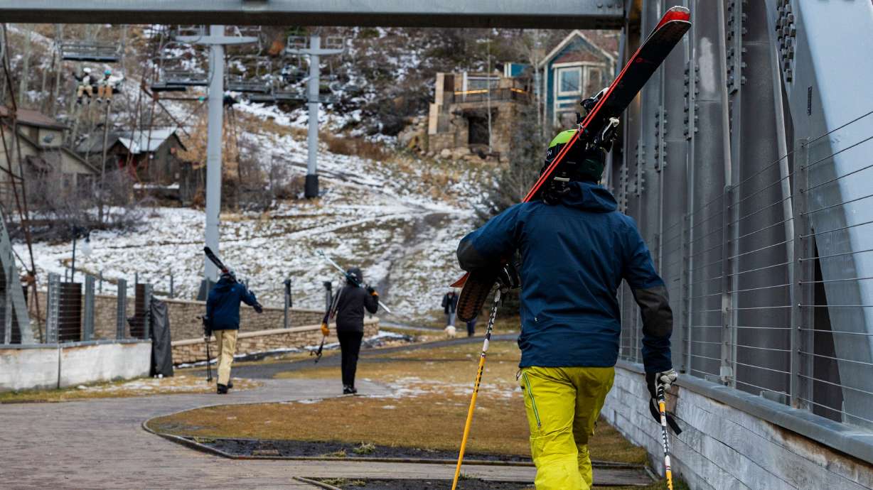People walk near Park City Mountain Resort’s Town Lift in Park City on Jan. 2.